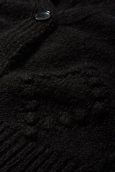 Women - Cardigan - textured - black