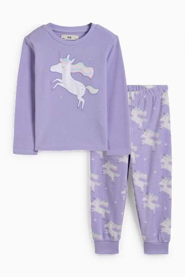Kinder Mädchen - Einhorn - Fleece-Pyjama - 2 teilig - hellviolett