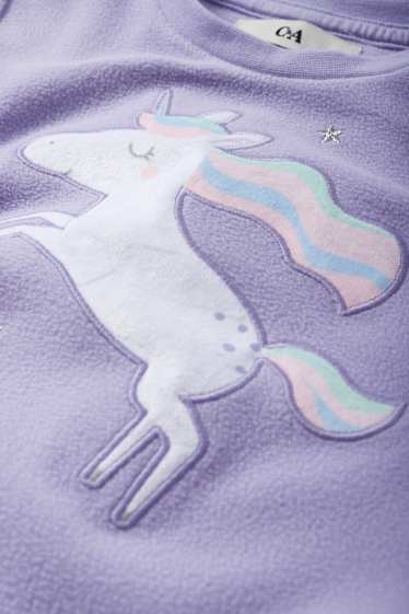 Kinder Mädchen - Einhorn - Fleece-Pyjama - 2 teilig - hellviolett
