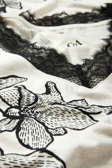 Femmes - Chemise de nuit en viscose - à fleurs - beige clair