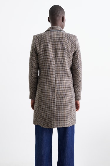 Femmes - Manteau - à carreaux - marron
