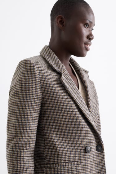 Femmes - Manteau - à carreaux - marron
