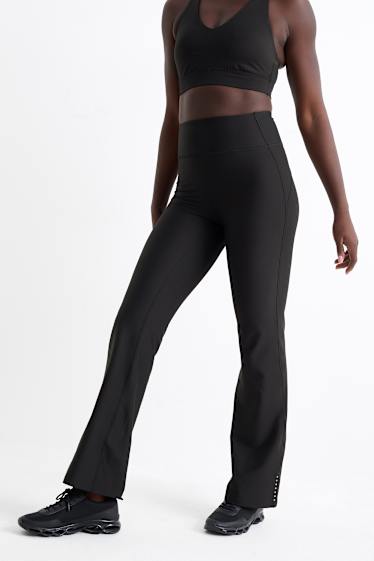 Kobiety - Funkcyjne legginsy flared - 4 Way Stretch - czarny