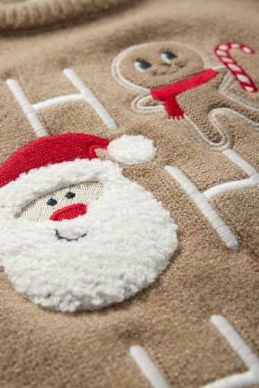 Baby Jungen - HoHoHo - Baby-Weihnachtspullover - beige