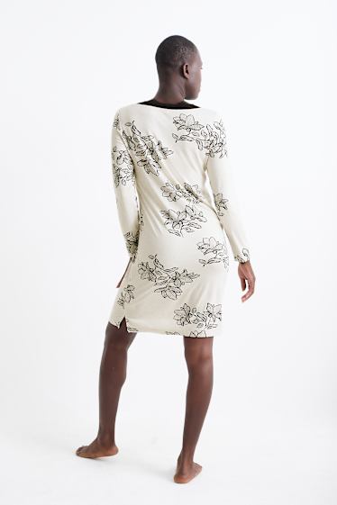 Femmes - Chemise de nuit en viscose - à fleurs - beige clair