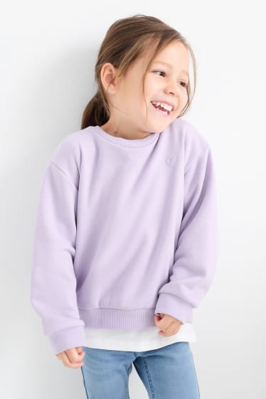 Enfants filles - Lot de 2 - cœurs - sweats - violet clair