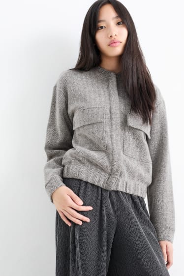 Kinderen: meisjes - Blouson - met patroon - donkergrijs