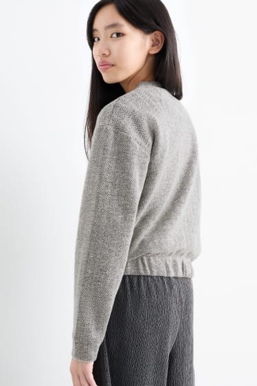 Kinderen: meisjes - Blouson - met patroon - donkergrijs