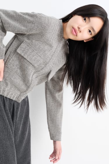 Kinderen: meisjes - Blouson - met patroon - donkergrijs