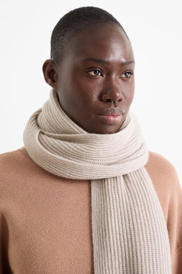 Damen - Kaschmir-Strick-Schal - hellbeige