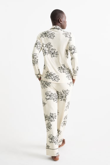 Femmes - Pyjama en viscose - à fleurs - beige clair