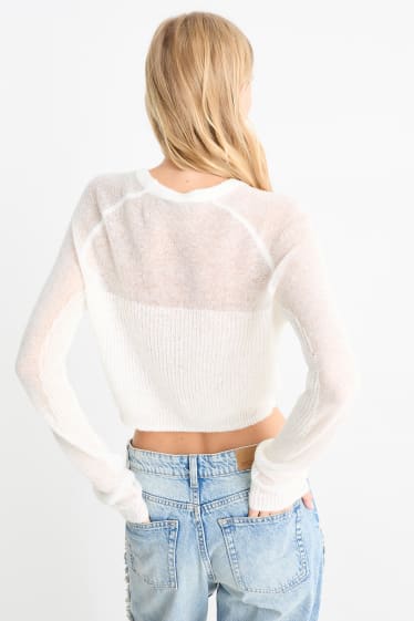 Donna - Maglione dal taglio corto - bianco