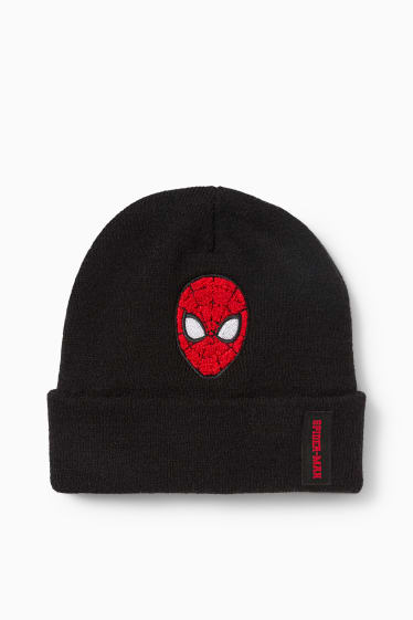 Enfants garçons - Spider-Man - bonnet rond - noir