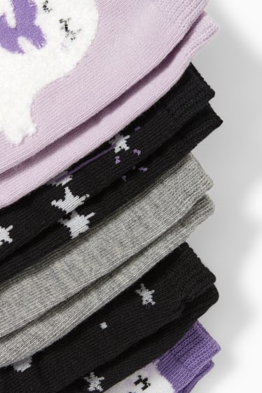 Niños: niñas - Pack de 5 - fantasma - calcetines con dibujo - violeta