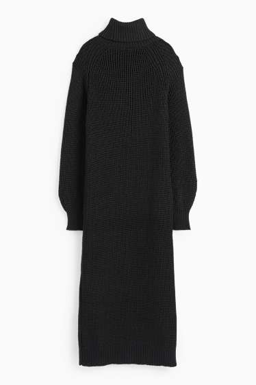 Dona - Vestit de punt de mitja - acanalat - negre