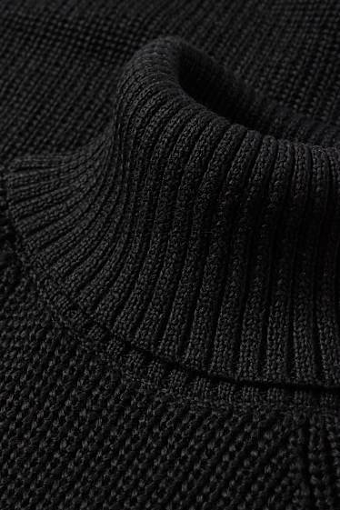 Dona - Vestit de punt de mitja - acanalat - negre