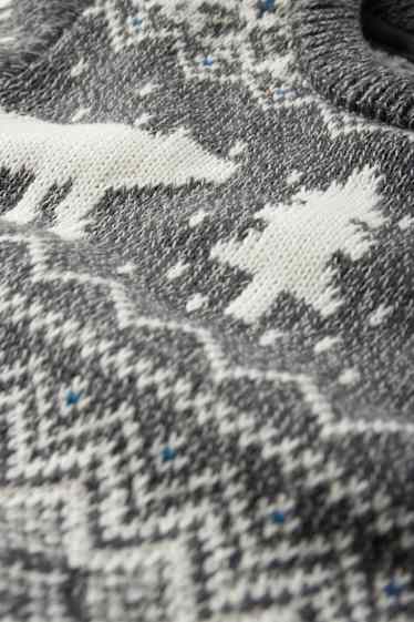 Niemowlęta chłopcy - Misie i choinki - niemowlęcy sweter świąteczny - szary