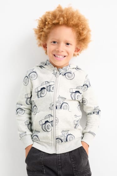 Enfants garçons - Tracteurs - sweat zippé à capuche - gris clair