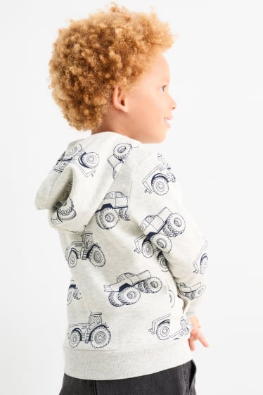 Enfants garçons - Tracteurs - sweat zippé à capuche - gris clair