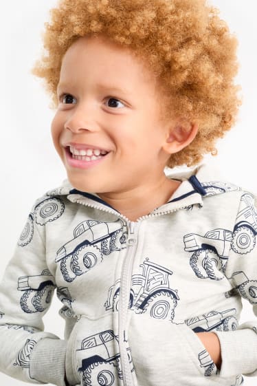 Enfants garçons - Tracteurs - sweat zippé à capuche - gris clair