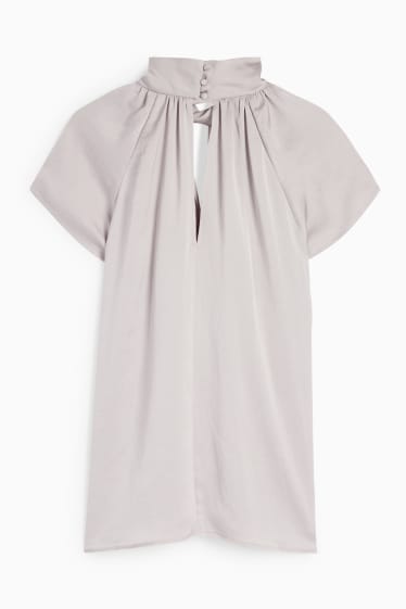Damen - Satin-Bluse - grau