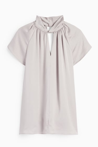 Damen - Satin-Bluse - grau
