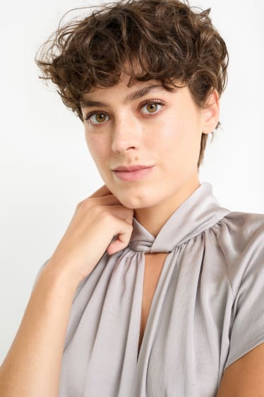Damen - Satin-Bluse - grau
