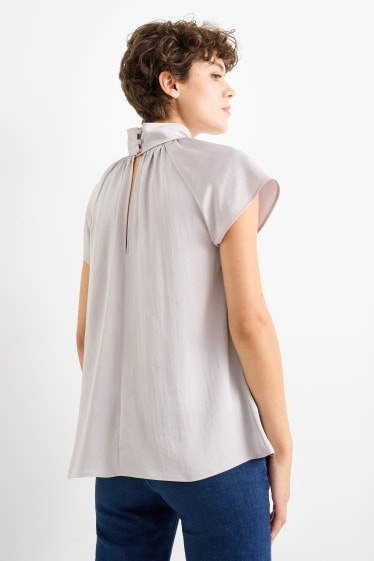Damen - Satin-Bluse - grau