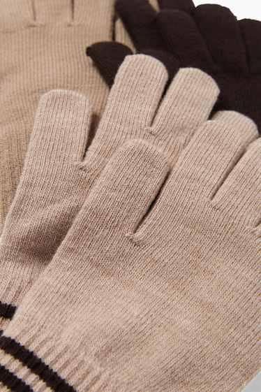 Children Boys - Multipack of 3 - knitted gloves - brown / beige