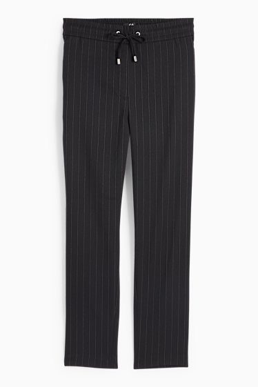 Dames - Pantalon - high waist - tapered fit - krijtstrepen - donkerblauw