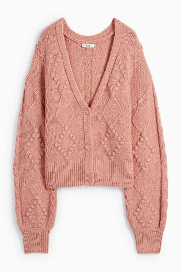 Women - Cardigan - textured - pink