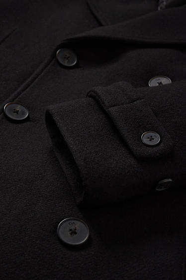 Hommes - Manteau - laine mélangée - noir