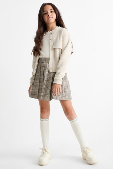 Enfants filles - Ensemble - jupe et chaussettes hauteur genou - 2 pièces - gris