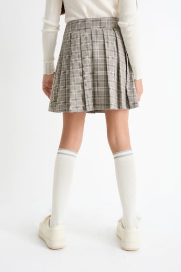 Enfants filles - Ensemble - jupe et chaussettes hauteur genou - 2 pièces - gris