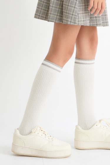Enfants filles - Ensemble - jupe et chaussettes hauteur genou - 2 pièces - gris