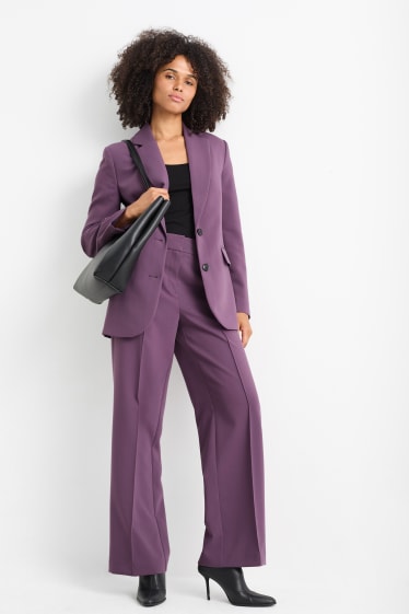 Donna - Pantaloni business - vita alta - gamba ampia - viola