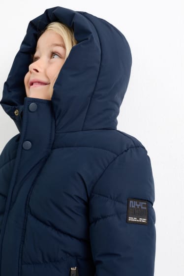 Bambini - Giacca trapuntata con cappuccio - impermeabile - blu scuro
