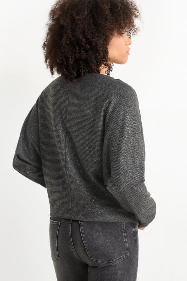 Dona - Jersei - de canalé - brillant - gris fosc