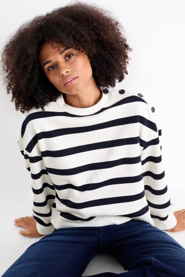 Femmes - Sweat - à rayures - bleu / blanc