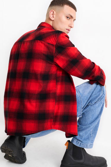 Men - Shirt - regular fit - kent collar - check - red