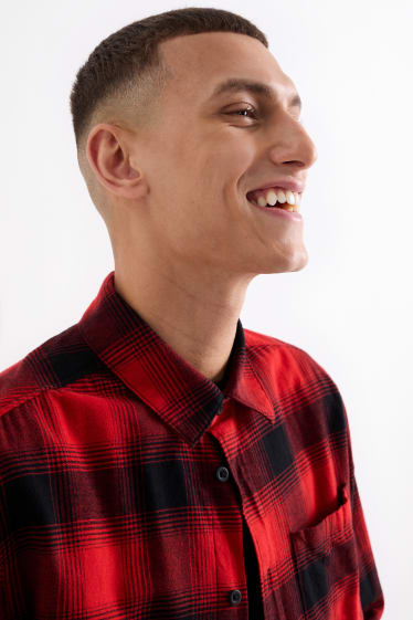 Men - Shirt - regular fit - kent collar - check - red
