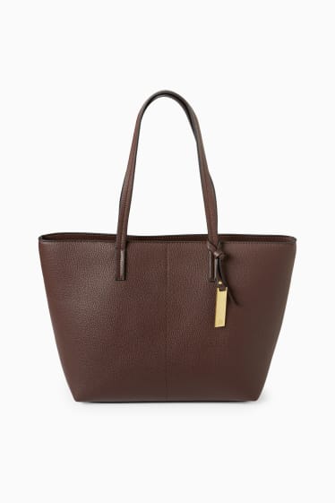 Dames - Grote shopper - imitatieleer - donkerbruin