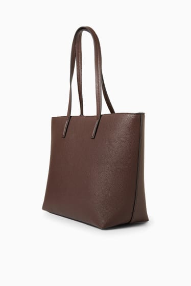 Dames - Grote shopper - imitatieleer - donkerbruin