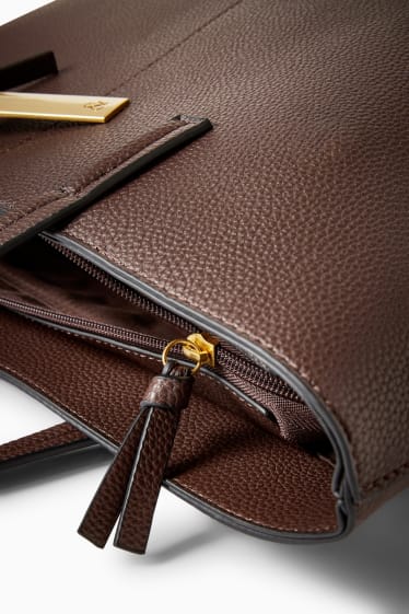 Dames - Grote shopper - imitatieleer - donkerbruin