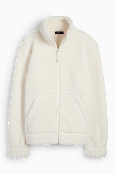 Damen - Teddy-Fleecejacke - weiß