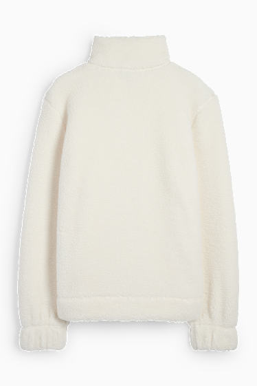 Damen - Teddy-Fleecejacke - weiß