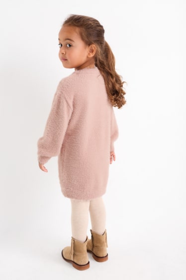 Enfants filles - Chats - ensemble - robe de maille et collants - 2 pièces - rose foncé