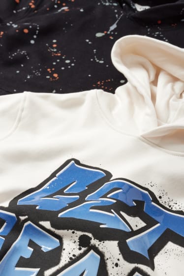Kinderen: jongens - Set van 2 - graffiti - hoodie - crème wit