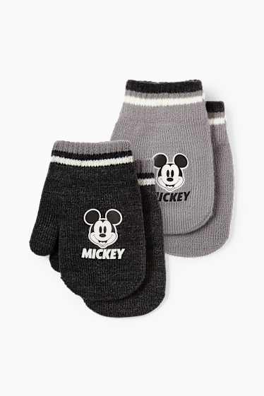 Unisex - Confezione da 2 - Topolino - muffole in maglia per neonati - grigio scuro