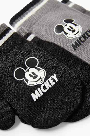 Unisex - Confezione da 2 - Topolino - muffole in maglia per neonati - grigio scuro